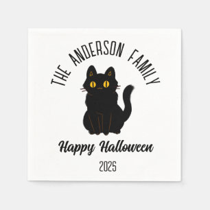 Guardanapo De Papel Nome Personalizado de Gato Preto Assustador do Hal