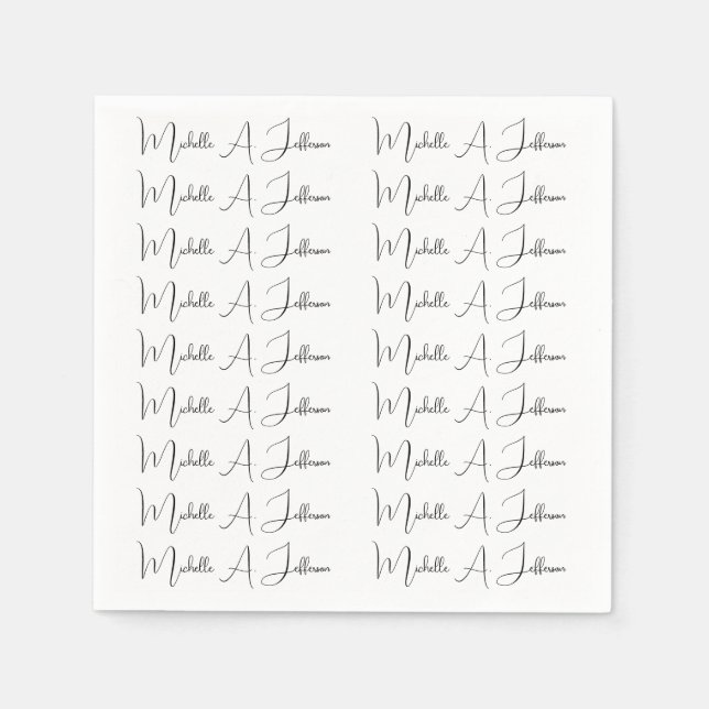 Guardanapo De Papel Nome Personalizado de Tendência Criativa de Caligr (Frente)