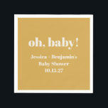 Guardanapo De Papel Nome Personalizado do Chá de fraldas Amarelo Corta<br><div class="desc">Chá de fraldas Amarelo Bonito Moderno Nome Personalizado Napkins</div>