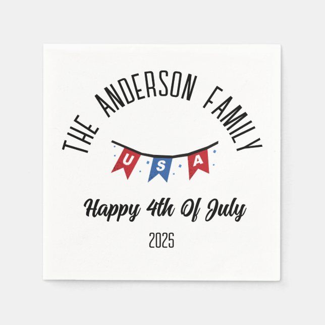 Guardanapo De Papel Nome Personalizado do Dia da Independência em 4 de (Frente)