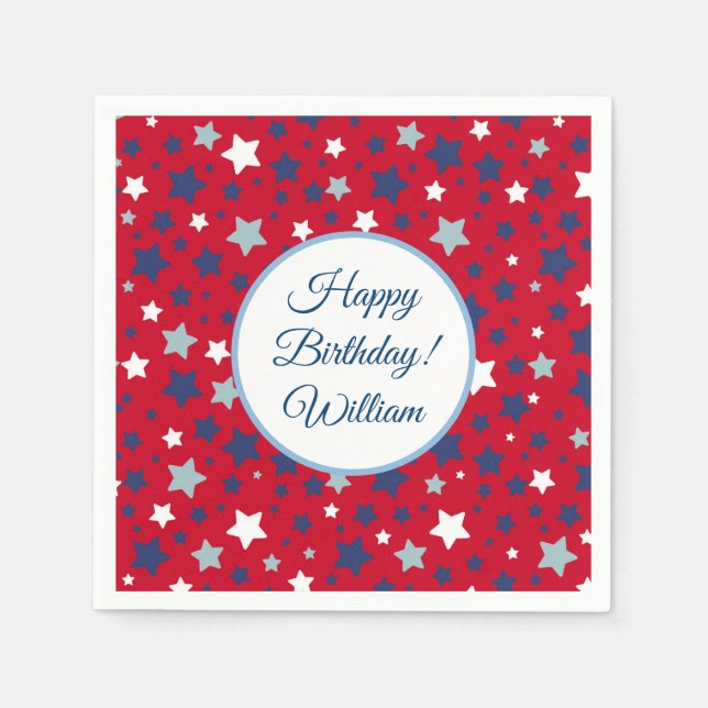 Guardanapo De Papel Nome Personalizado do evento do partido julho Azul (Frente)