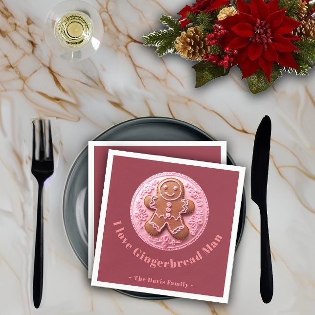 Guardanapo De Papel Nome Personalizado do Gingerman de Natal com Efeit (Criador carregado)