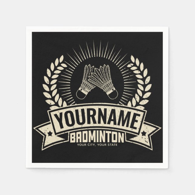 Guardanapo De Papel Nome Personalizado do Jogador de Badminton Racquet (Frente)