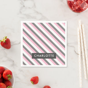 Guardanapo De Papel Nome personalizado do padrão de faixas diagonais c