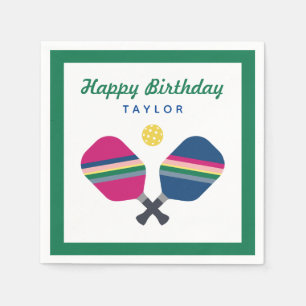 Guardanapo De Papel Nome Personalizado do Partido Pickleball Green Nap