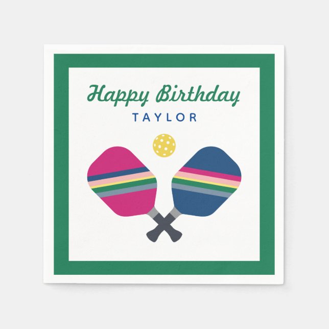 Guardanapo De Papel Nome Personalizado do Partido Pickleball Green Nap (Frente)