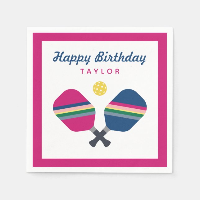 Guardanapo De Papel Nome Personalizado do Partido Pickleball - Napkins (Frente)