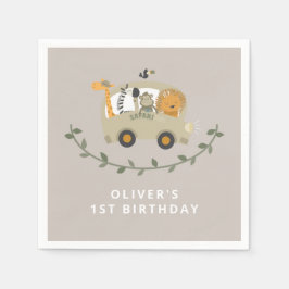 Guardanapo De Papel Nome Personalizado do primeiro aniversario de Anim