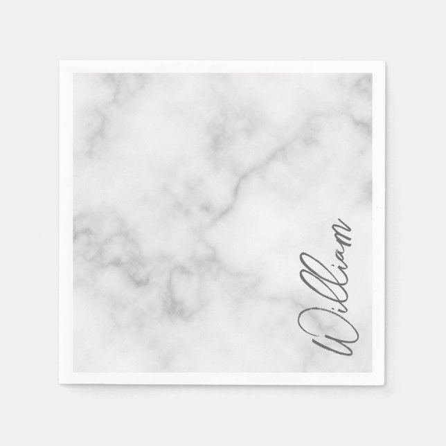Guardanapo De Papel Nome Personalizado do Script Moderno do Marble Bra (Frente)