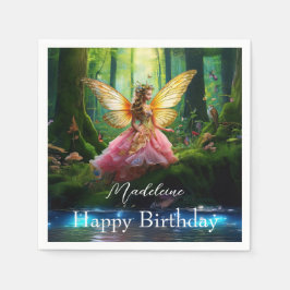 Guardanapo De Papel Nome Personalizado Fairy Woodland Forest Parabéns