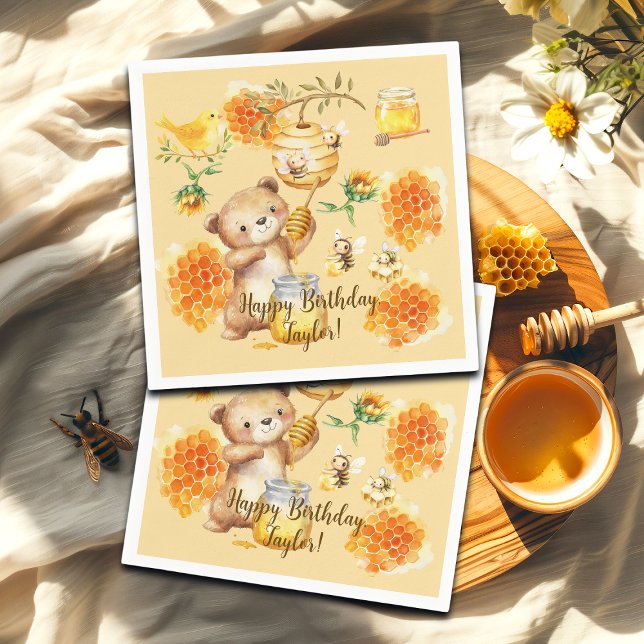 Guardanapo De Papel Nome personalizado Festa de aniversário das abelha (Criador carregado)