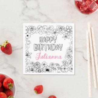 Guardanapo De Papel Nome Personalizado Froral Napkins