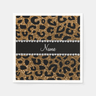 Guardanapo De Papel Nome personalizado glitter cheetah impressão