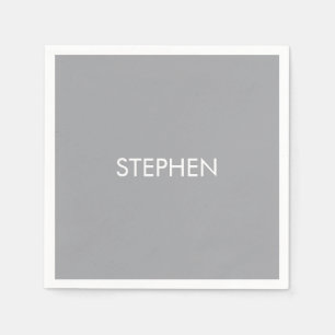 Guardanapo De Papel Nome personalizado minimalista cinza