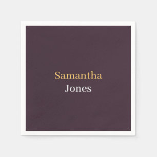 Guardanapo De Papel Nome personalizado minimalista moderno burgundy