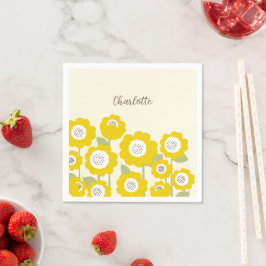 Guardanapo De Papel Nome personalizado mínimo de girassol moderno mini