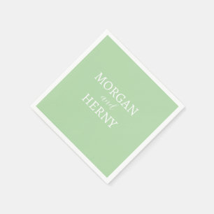 GUARDANAPO DE PAPEL NOME PERSONALIZADO NA MODA MODERNO PALE VERDE WEDD