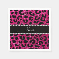 Nome personalizado neon hot pink gliter cheetah im