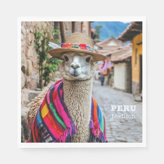 Guardanapo De Papel Nome personalizado Peru Llama (Frente)