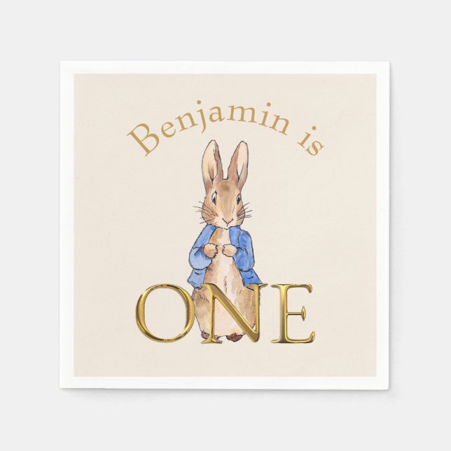 Guardanapo De Papel Nome personalizado Peter o coelho Primeiro Anivers (Frente)