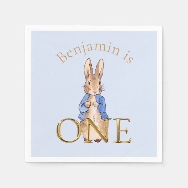 Guardanapo De Papel Nome personalizado Peter o coelho Primeiro Anivers (Frente)