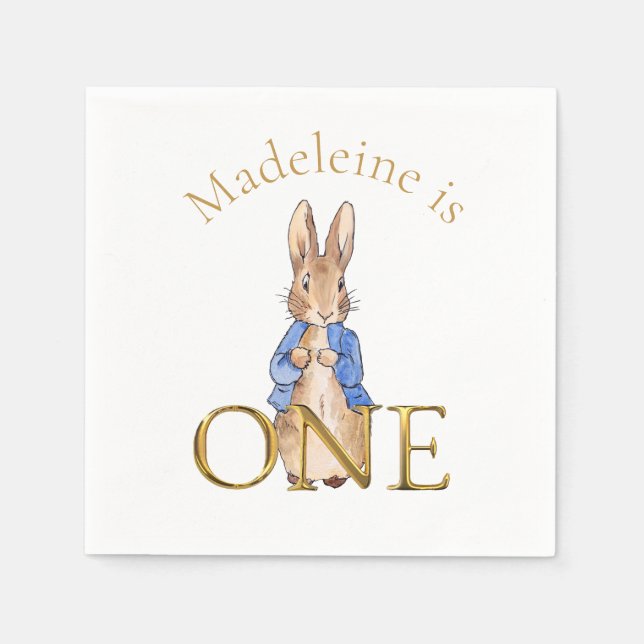 Guardanapo De Papel Nome personalizado Peter o coelho Primeiro Anivers (Frente)