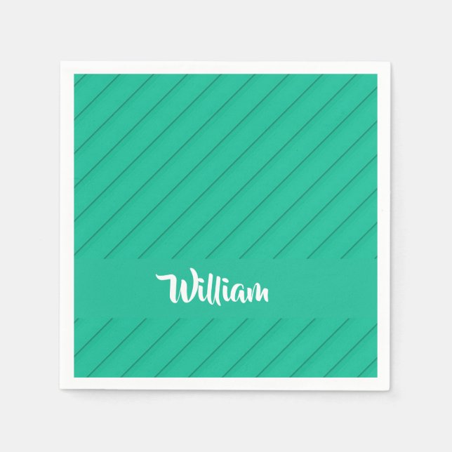 Guardanapo De Papel Nome personalizado plástico diagonal verde texturi (Frente)