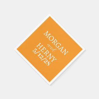 GUARDANAPO DE PAPEL NOME PERSONALIZADO STYLISH CASAMENTO LARANJA MODER