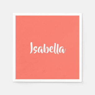 Guardanapo De Papel Nome personalizado vibrante coral vívido minimalis