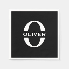 Guardanapo De Papel Nome Preto E Branco Do Monograma Personalizado