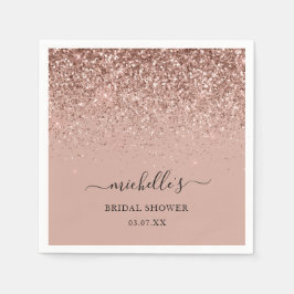 Guardanapo De Papel Nome Preto Glitter Sparkle Dourado Elegante Rosa