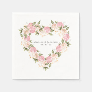 Guardanapo De Papel Nomes de Aquarela Floral Rosa Elegante Data Casame