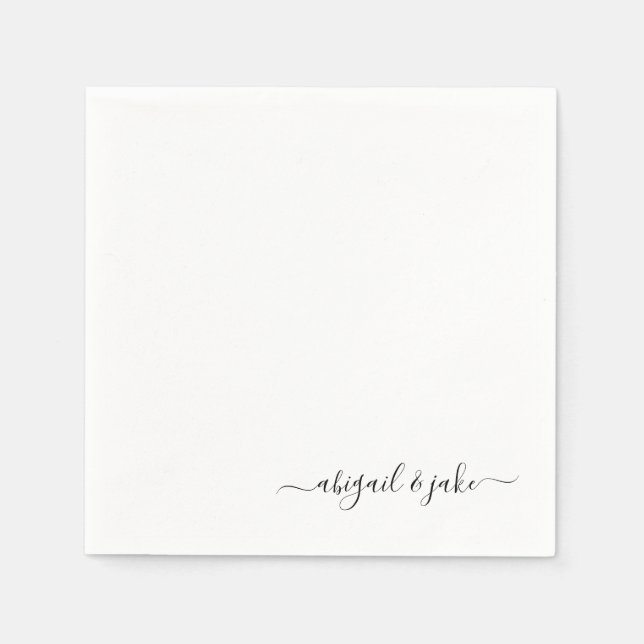 Guardanapo De Papel Nomes de Casais de Script Personalizados Elegantes (Frente)