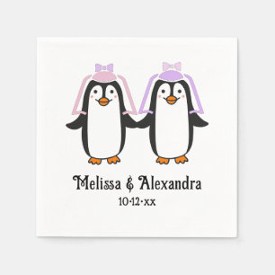 Guardanapo De Papel Nomes de casal de pinguins senhora bonita data de