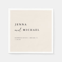 Guardanapo De Papel Nomes de Casamento de Script Beige Elegante