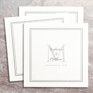 Guardanapo De Papel Nomes de Casamento Modernos e Cinzas Monogramas Co