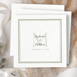 Guardanapo De Papel Nomes de Casamento Modernos e Monograma Oliva