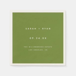 Guardanapo De Papel Nomes de Casamento Personalizados em Verde Oliva M