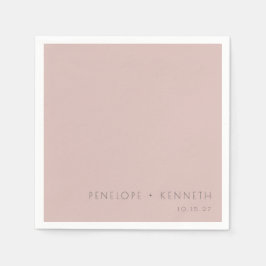 Guardanapo De Papel Nomes de Casamento Rosa Empoeirado Simples Moderno