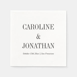 Guardanapo De Papel Nomes de Casamento Serif Minimalista Elegante Pret