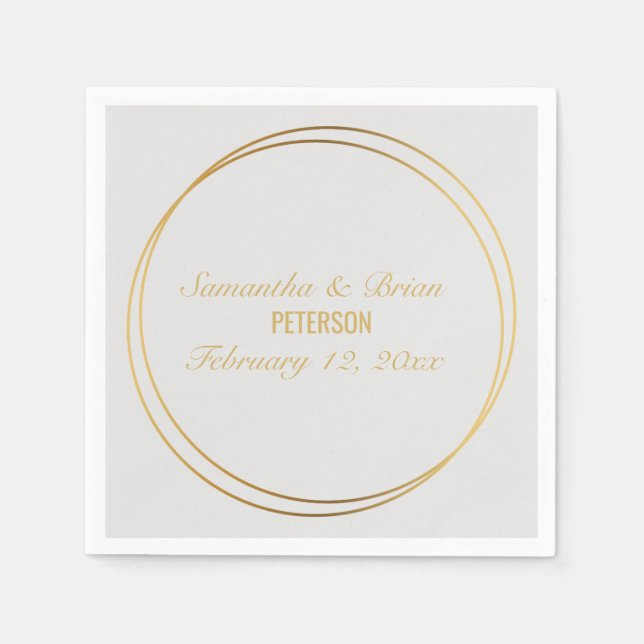 Guardanapo De Papel Nomes de casamentos com efeito ouro (Frente)