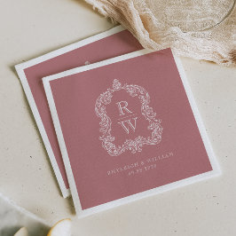 Guardanapo De Papel Nomes de Crista de Monograma Vintage Casamento Ros