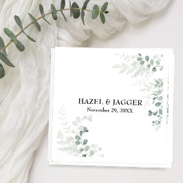 Guardanapo De Papel Nomes de Elegante Folhagem e Data Personalizados