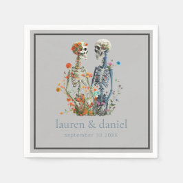 Guardanapo De Papel Nomes de Esqueleto Floral Gótico - Casamento