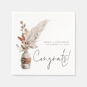 Guardanapo De Papel Nomes de gramíneas Rustic Pampas Parabéns Casament