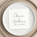 Guardanapo De Papel Nomes de Grupo de Brilho de Script Minimalistas<br><div class="desc">Simple Script Simple Groom Names Casamento Napkins</div>