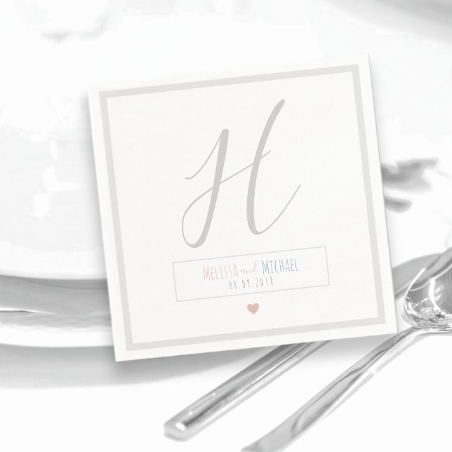 Guardanapo De Papel nomes de noivas no casamento branco chic (Criador carregado)