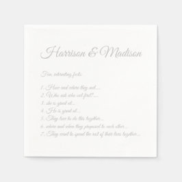 Guardanapo De Papel Nomes de Script de Casamento Casal Fatos Divertido