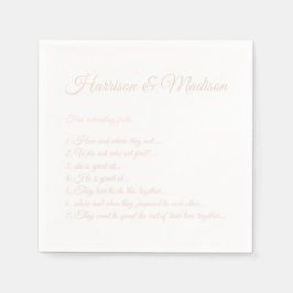 Guardanapo De Papel Nomes de Script de Casamento Casal Fatos Divertido