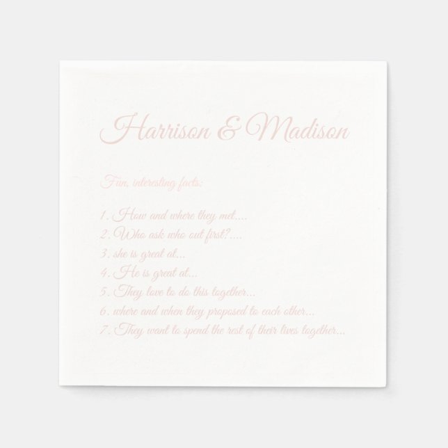 Guardanapo De Papel Nomes de Script de Casamento Casal Fatos Divertido (Frente)